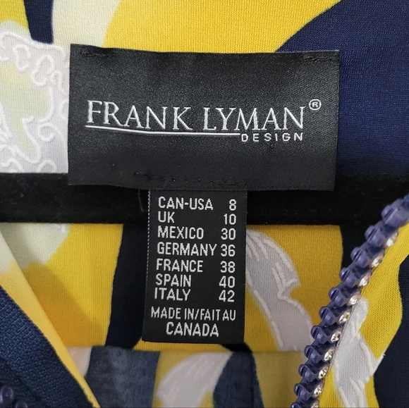 Frank Lyman Collared Stripe Floral Sleeveless Top Size 8 Half Zip Rhinestones - Picture 4 of 10